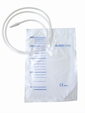 SACCA DI DRENAGGIO LETTO PER INCONTINENZA 2000ML IN PVC CON TUBO DI RACCORDO 130CM DIAMETRO 5X7MM MONOUSO 30 PEZZI
