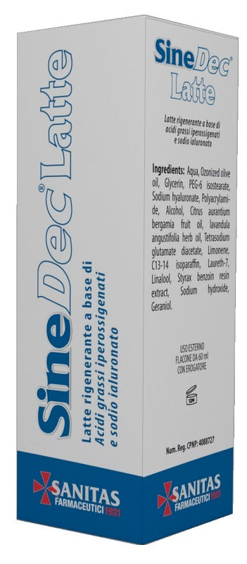 EMULSIONE PROFUMATA CONTENENTE OLIO OSSIGENATO PER PREVENZIONE E MEDICAZIONE DELLE ULCERE DA DECUBITO DI GRADO I SU PELLE INTEGRA SINEDEC LATTE 60ML