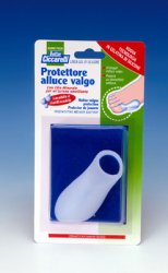 PROTETTORE ALLUCE VALGO REALIZZATO IN GEL DI SILICONE BIANCOSEMITRASPARENTE SAGOMATO PER AVVOLGERE LA PARTE DOLENTE E SENSIBILE DELL'ALLUCE IGIENEPIEDE 1 PEZZO