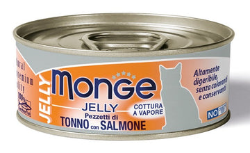 MONGE NATURAL QUALITY GATTO MONGE JELLY PEZZETTI DI TONNO BONITO/SALMONE 80 G