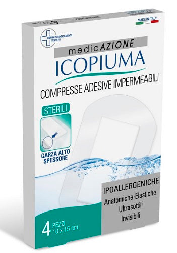 GARZA COMPRESSA ICOPIUMA MEDICATA POSTOPERATORIA 10X15 CM 4 PEZZI
