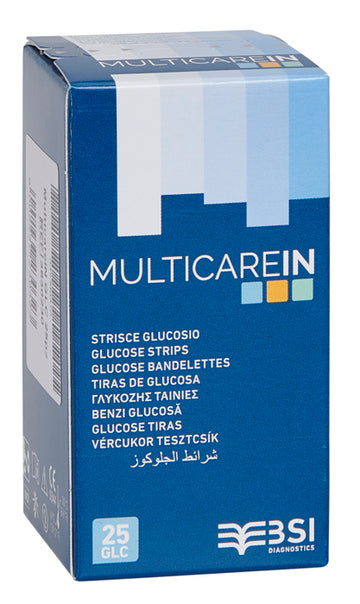 STRISCE MISURAZIONE GLICEMIA MULTICARE IN GLUCOSIO ELETTRODO 25 PEZZI