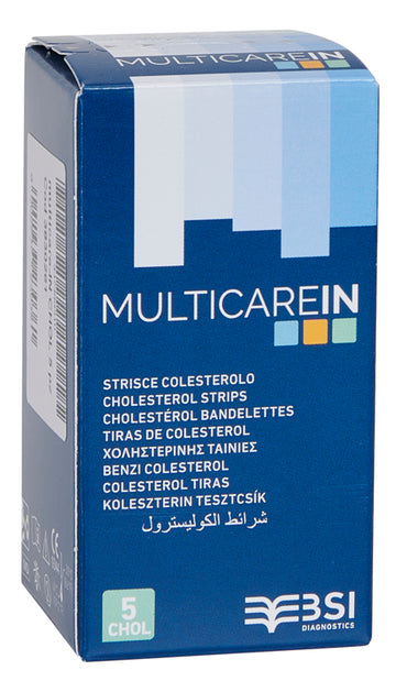 TEST COLESTEROLEMIA MULTICARE IN COLESTEROLO IN STRISCE CON ASPIRAZIONE CAPILLARE 5 PEZZI