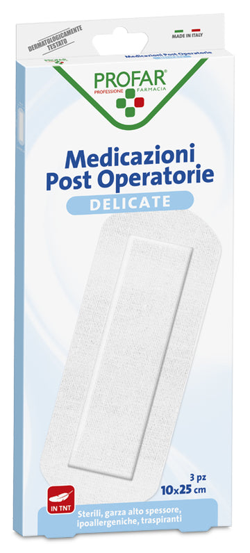 MEDICAZIONE POST OPERATORIA STERILE GARZA ANTIADERENTE 10X25 CM 3 PEZZI PROFAR