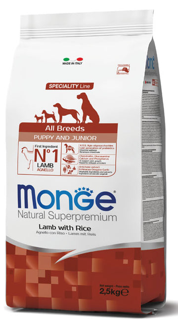 MONGE ALL BREEDS PUPPY AGNELLO & RISO 2500 G