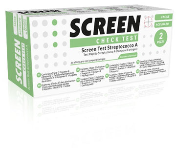 TEST RAPIDO CHE RILEVA LO STREPTOCOCCO A TRAMITE TAMPONE FARINGEO SCREEN CHECK TEST STREPTOCOCCO 2 PEZZI