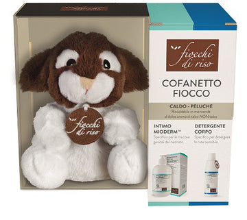 KIT FIOCCHI DI RISO CALDO-PELUCHE FIOCCO + DETERGENTE INTIMO MIODERM 240 ML + DETERGENTE CORPO DELICATO 200 ML