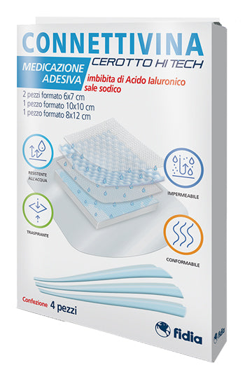 CEROTTO CONNETTIVINA HITECH 4 MISURE MISTE 2 PEZZI 6 X 7 CM + 1 PEZZO 10 X 10 CM + 1 PEZZO 8 X 12 CM