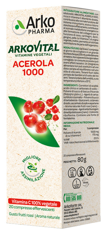 ARKOVITAL ACEROLA 1000 EFFERVESCENTE 20 COMPRESSE