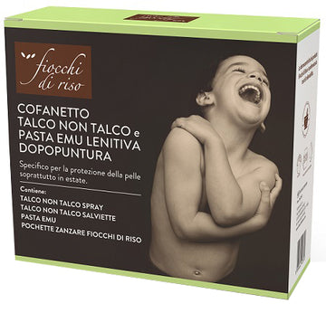 FIOCCHI DI RISO COFANETTO ZANZARE TALCO + PASTA EMU + TALCO NON TALCO SALVIETTE