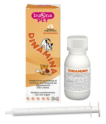 DINAMINA MANGIME COMPLEMENTARE CANI GATTI FLACONE CON SIRINGA DOSATRICE IN PASTA 60 G BUONAPET