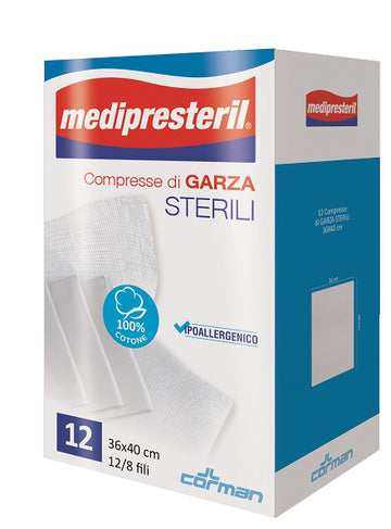 GARZA COMPRESSA MEDIPRESTERIL 12/8 FU 36X40CM 12 PEZZI