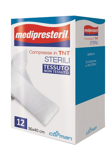 GARZA COMPRESSA MEDIPRESTERIL TNT 36X40CM 12 PEZZI