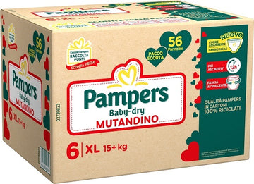 PAMPERS BABY DRY QUADRI PANNOLINO MUTANDINA DOWNCOUNT XL 56 PEZZI