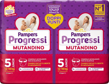 PAMPERS PROGRESSI MUTANDINO JUNIOR PACCO DOPPIO 34 PEZZI
