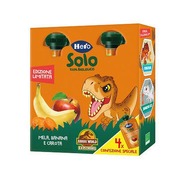 HERO SOLO POUCH MULTIPACK MELA BANANA CAROTA 4 PEZZI DA 100 G