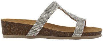 DOHA T-BAR MICROFIBRE+STRASS W SILVER 40