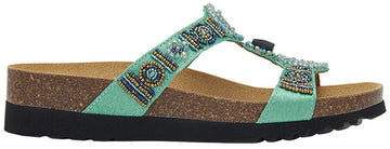 NEW BOGOTA' WEDGE SATIN+BEADS W AQUAMARINE 38