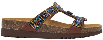 NEW BOGOTA' WEDGE SATIN+BEADS W BROWN 37