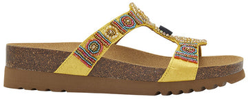 NEW BOGOTA' WEDGE SATIN+BEADS W YELLOW 39